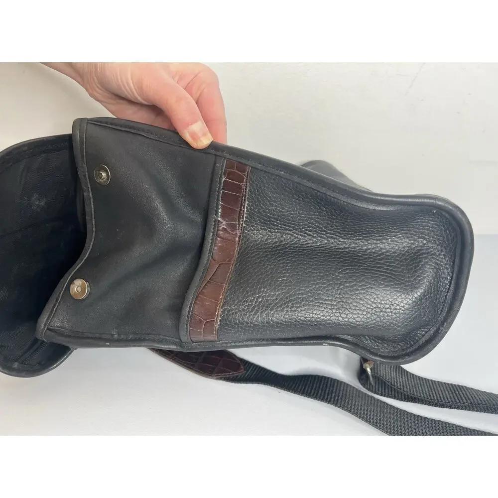 Brighton Backpack Purse Leather Two Tone Brown Black